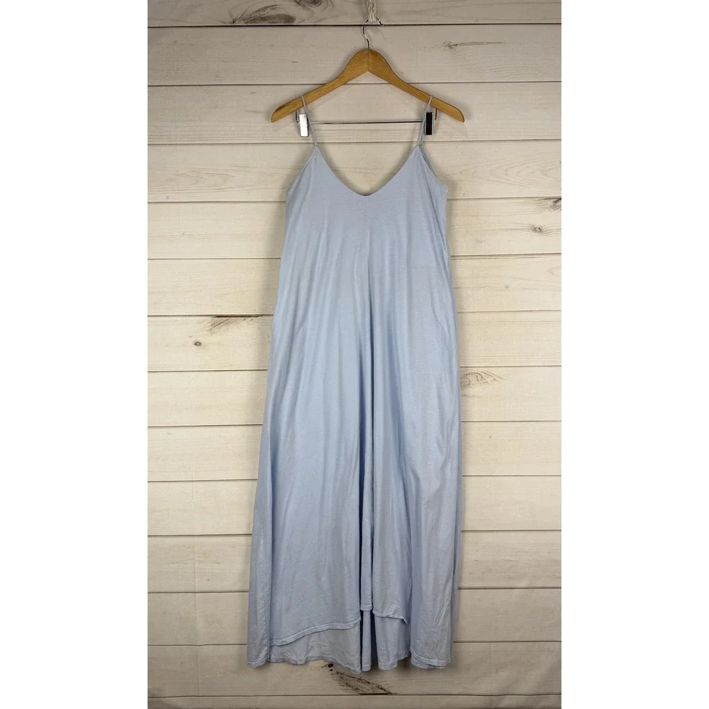 Groceries Apparel Dress Womens Medium Blue Trapeze Swing Midi Organic Cotton - Picture 1 of 8